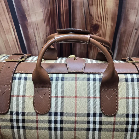 Burberry Haymarket Gentleman Doctor Style Boston Travel  Bag-Vintage EUC-COA - Picture 4 of 16